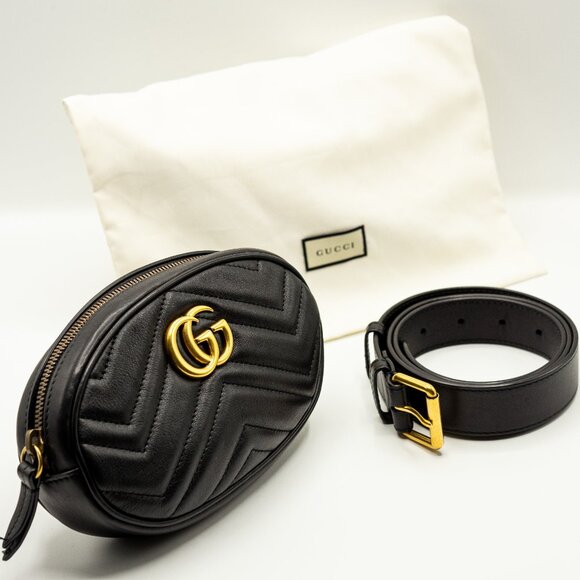 Women\'s Black Leather GG Marmont Waist Belt main image 6